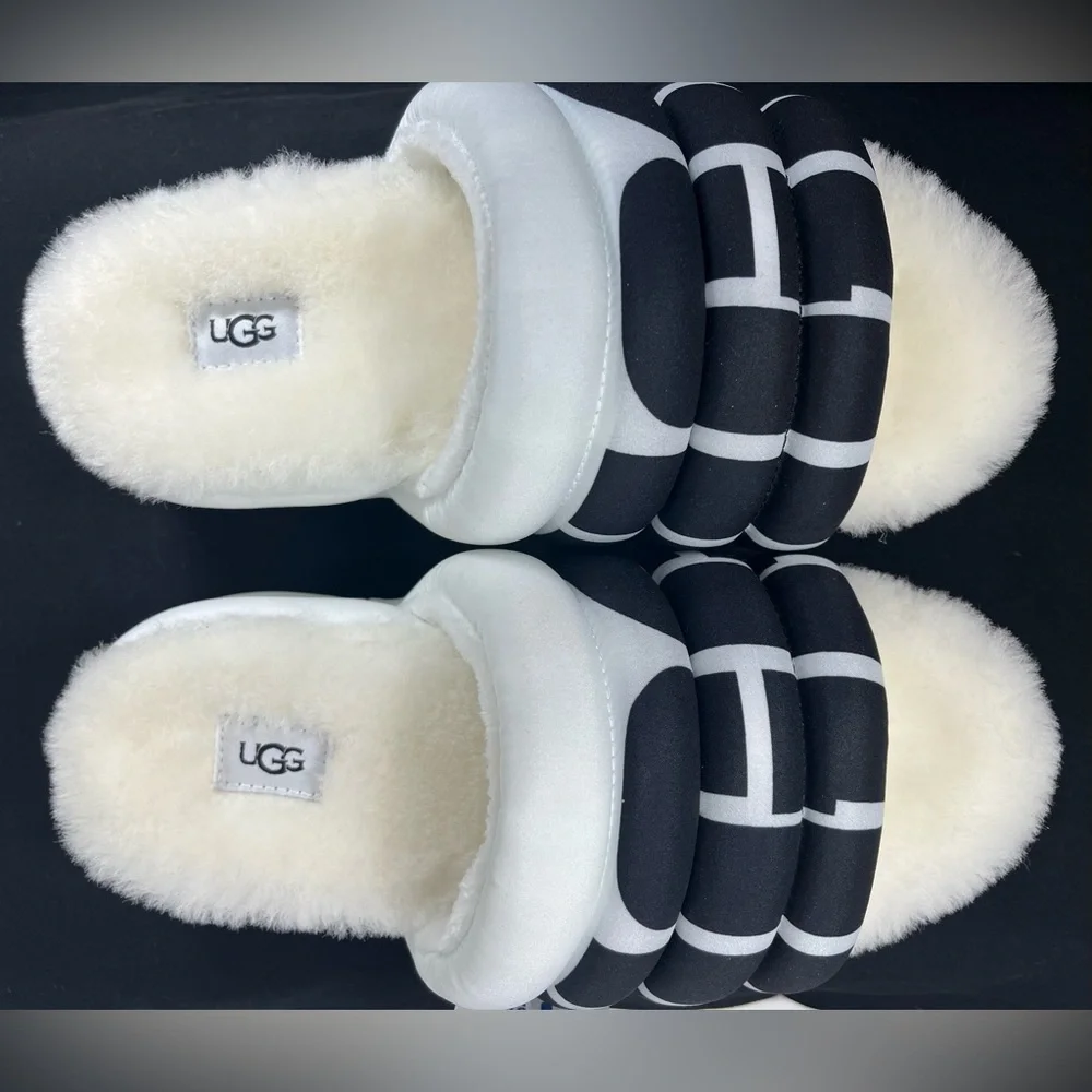UGG Maxi Slide Logo Shoes / Slides / Platforms - White & Black - Women’s Size 7 - Picture 4 of 14